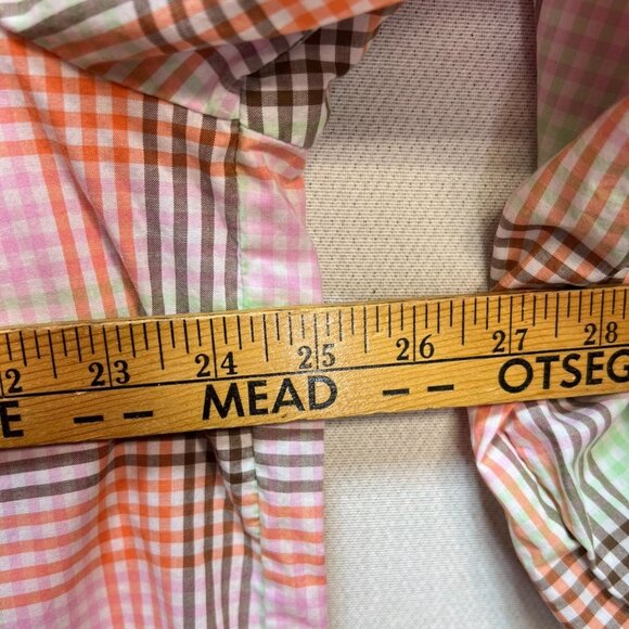 Lands End Womens Blouse Top Size1X Muticolor Plaid Keyhole Neck Casual Retro - Picture 9 of 12